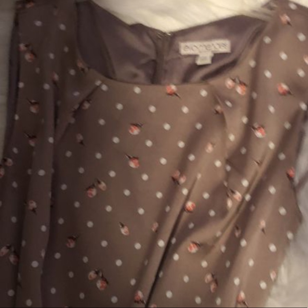 Eva Mendes A-line dress floral polkadot